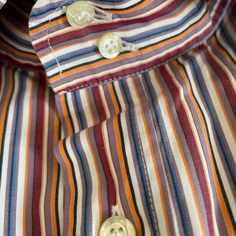 ETRO made in‎ italy Multicolor Stripe Spread Collar Sport Shirt Size 44 $425